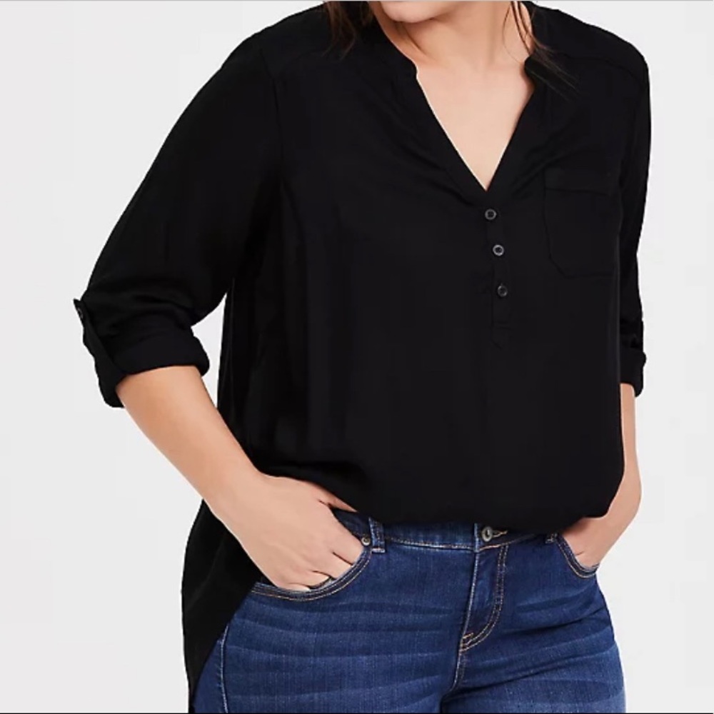Torrid Black Henley Blouse